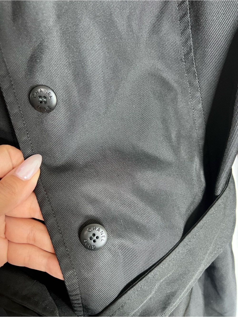 Chanel Jacket Women's Size 4 Vintage Nylon Trench Coat Style Button Front C3 - Picture 5 of 16